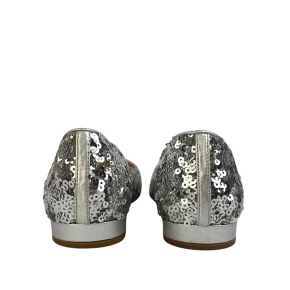J.Crew Womens Silver Sequin Pointed Toe Slip On Flats Shoes Size 9 - Picture 4 of 7